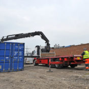A storage container is delivered as part of site set-up