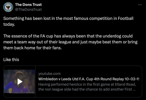 A screenshot of a Dons Trust Tweet on X