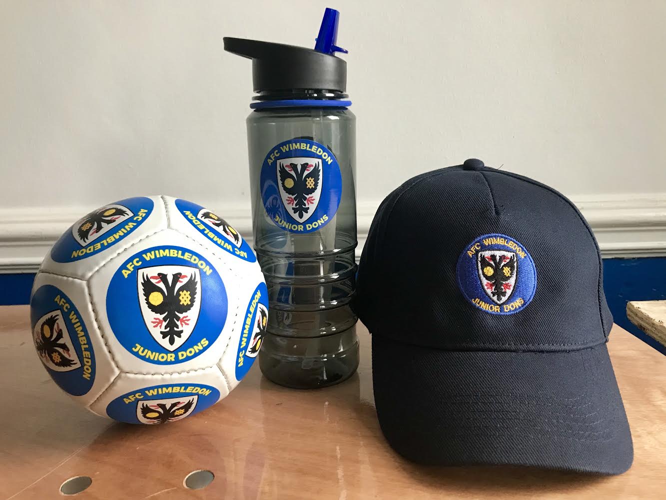 Junior Dons Gifts - football, waterbottle and cap